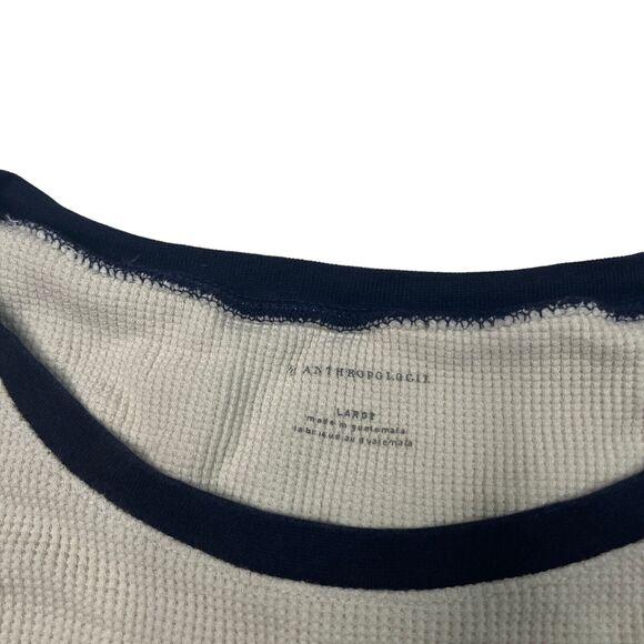 Anthropologie Ski Tahoe Thermal Waffle Knit Crop Long Sleeve Shirt Rainbow Large - Picture 5 of 7